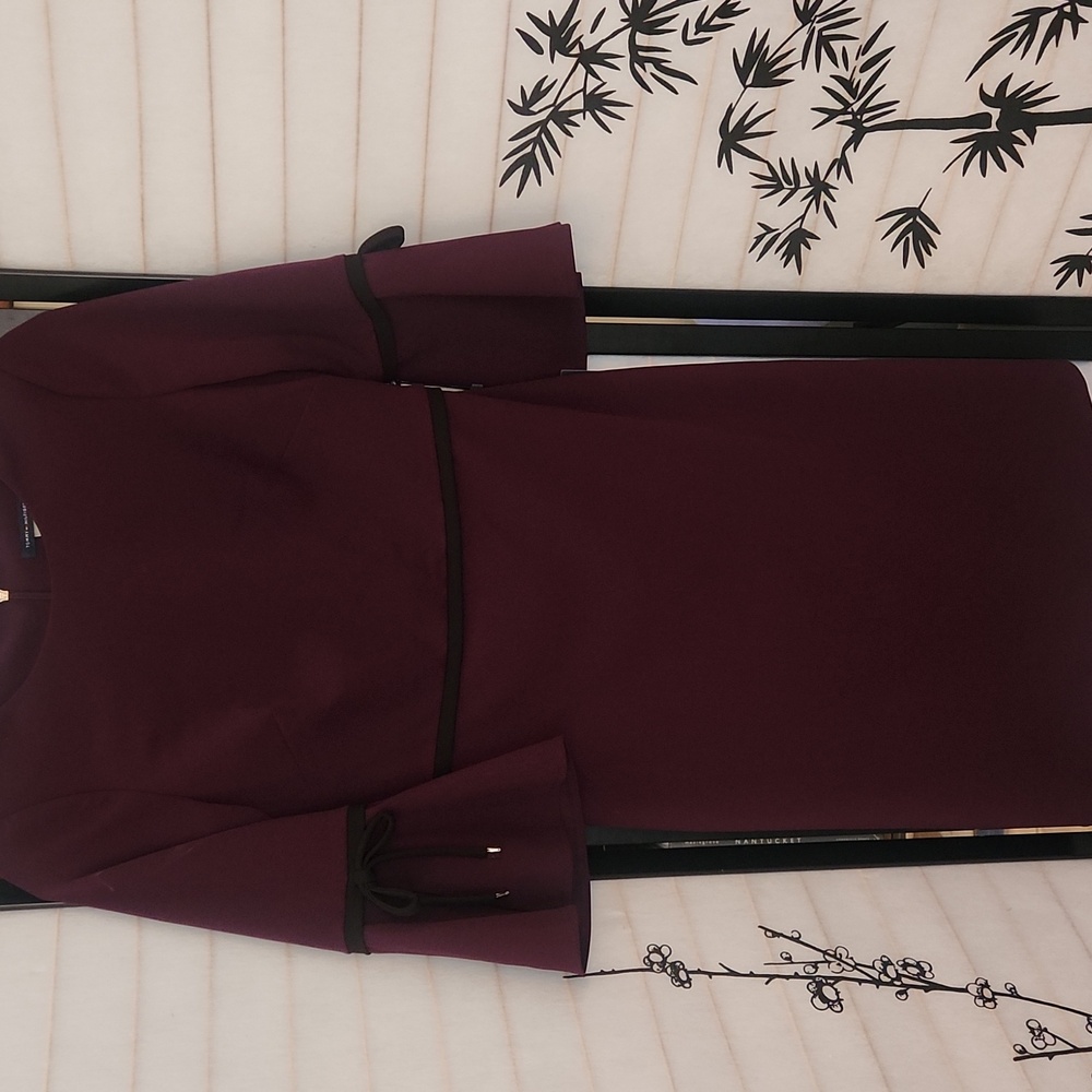 Elegant Purple Plum Dress with Bell Sleeves Tommy Hilfiger NWT